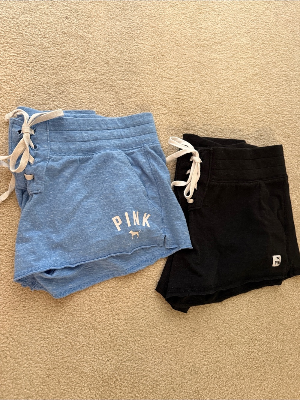PINK Victoria's Secret Blue and Black womens Drawstring Lounge Shorts